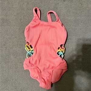 Art Class Girls Pink Ribbed One-Piece Swimsuit Size 4